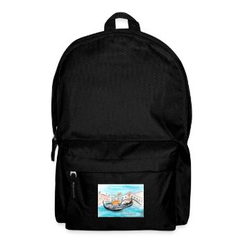 Fuchs in Venedig als Gondoliere - Rucksack - Schwarz - Vorne