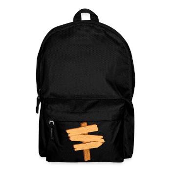 old wooden signpost for your own inscription - Backpack - black - Front