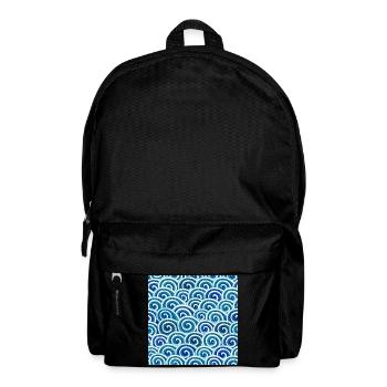 Expressive wave pattern in blue - Backpack - black - Front