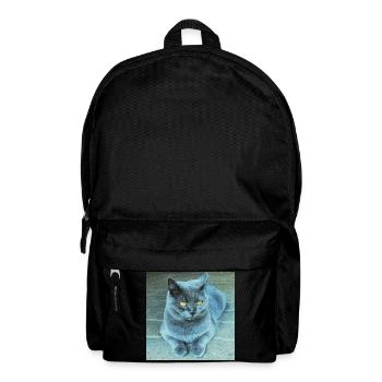 Gray Blue Cat with Golden Eyes - Backpack - black - Front