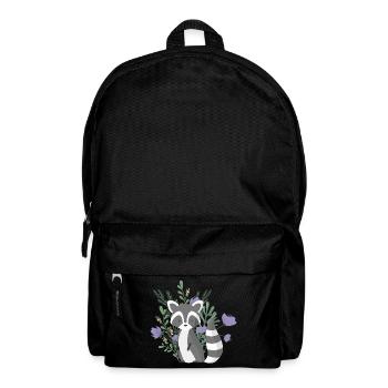 Cute ract bear with plants and purple flowers - Backpack - black - Front