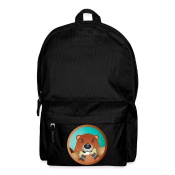 cute rodent patch - beaver nibbles on wood - Backpack - black - Front