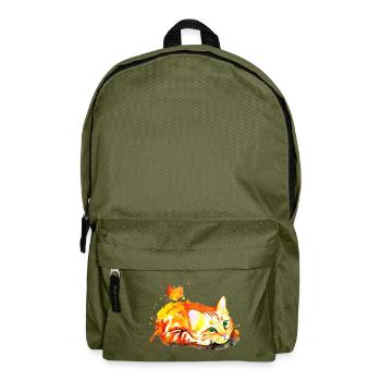 Red cat - Backpack - olive green - Front