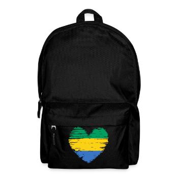 Gabon Heart Flag Flag Coat of Arms - Backpack - black - Front