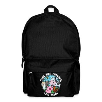 Schwein Kuh Vegan Statement Tierlieb - Rucksack - Schwarz - Vorne