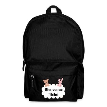 Bienvenue bébé ourson lapin nuage cadeau naissance - Sac à dos - noir - Devant