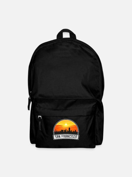 San Francisco Californie Usa Skyline Vintage Sunse - Sac à dos - noir