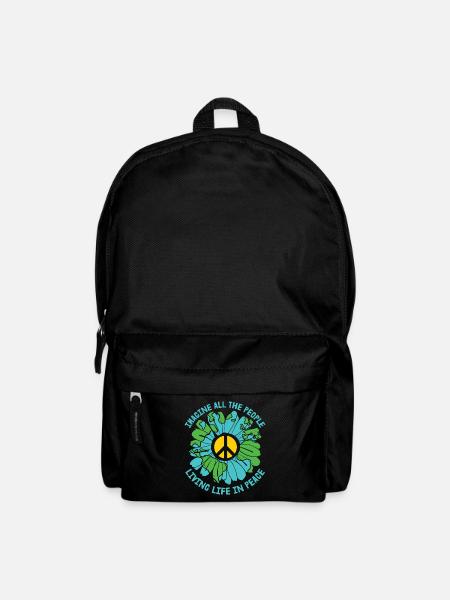 Stellen Sie sich vor, Sie leben das Leben in Frieden Hippie-Song - Rucksack - Schwarz
