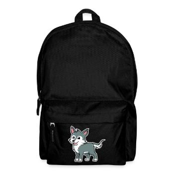 Wolf Cartoon Illustration Kawaii For Kids - Backpack - black - Front