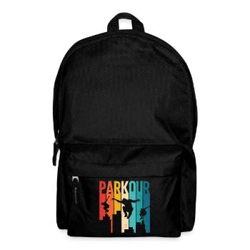 Retro Vintage Parkour City Skyline Silhouette - Backpack - black - Front
