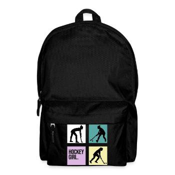 hockey retro girl 7m feldhockey hockeyspielerin - Rucksack - Schwarz - Vorne