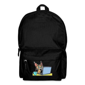Laptop Home Office Statement Katze Kaffee Karriere - Rucksack - Schwarz - Vorne