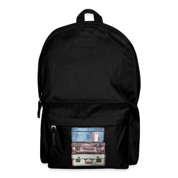 Pile de valises avec 3 vieilles valises - Sac à dos - noir - Devant
