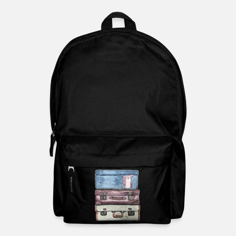 Kofferstapel mit 3 alten Koffern - Rucksack - Schwarz
