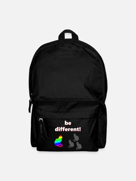 Be different, katzen Design, kluge Sprüche - Rucksack - Schwarz