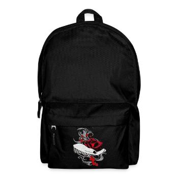 Tribals, Hände, Rosenblüte, Blutflecken - Rucksack - Schwarz - Vorne
