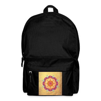 Affiche Mandala Ornement Or Fleur Yoga Inde om - Sac à dos - noir - Devant
