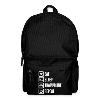 Trampolin Springen Eat Sleep Trampoline Repeat - Rucksack - Schwarz - Vorne