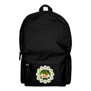 Margeriten Blüte mit Schmetterling Blumenmuster - Rucksack - Schwarz - Vorne