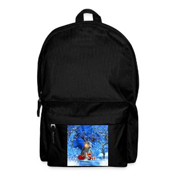 Kleines Rentier und niedlicher Fuchs wünschen Ihnen ein frohes Weihnachtsfest - Rucksack - Schwarz - Vorne