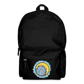 Abstraktes Surfer Motiv auf Farbiger Kulisse - Rucksack - Schwarz - Vorne