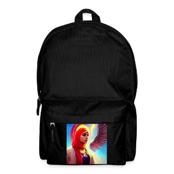 Kopftuch Mädchen mit Engelsflügeln Kunst - Rucksack - Schwarz - Vorne
