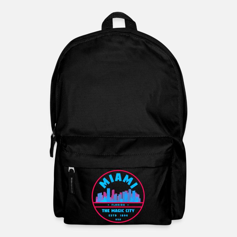Miami Skyline Neon-Stempel - Rucksack - Schwarz