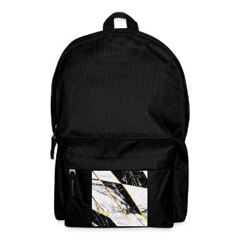 Marble Black White Gold Mosaic Geometric - Backpack - black - Front