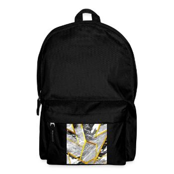 Marble Black and White Gold Texture - Backpack - black - Front