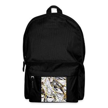 Marble Black White Gold Texture - Backpack - black - Front