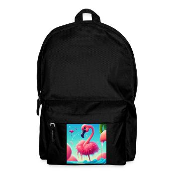 Lustiger Cartoon Flamingo - Rucksack - Schwarz - Vorne