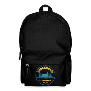 Stockholm Skyline Badge Blue Yellow - Backpack - black - Front