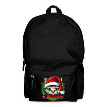 Adorable chat portant un chapeau de Père Noël - Sac à dos - noir - Devant