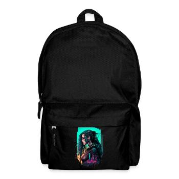 Trendige digitale Illustration einer furchtlosen Frau - Rucksack - Schwarz - Vorne
