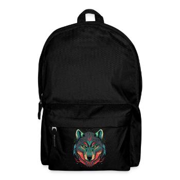 Digitale Darstellung eines Wolfskopfes - Rucksack - Schwarz - Vorne