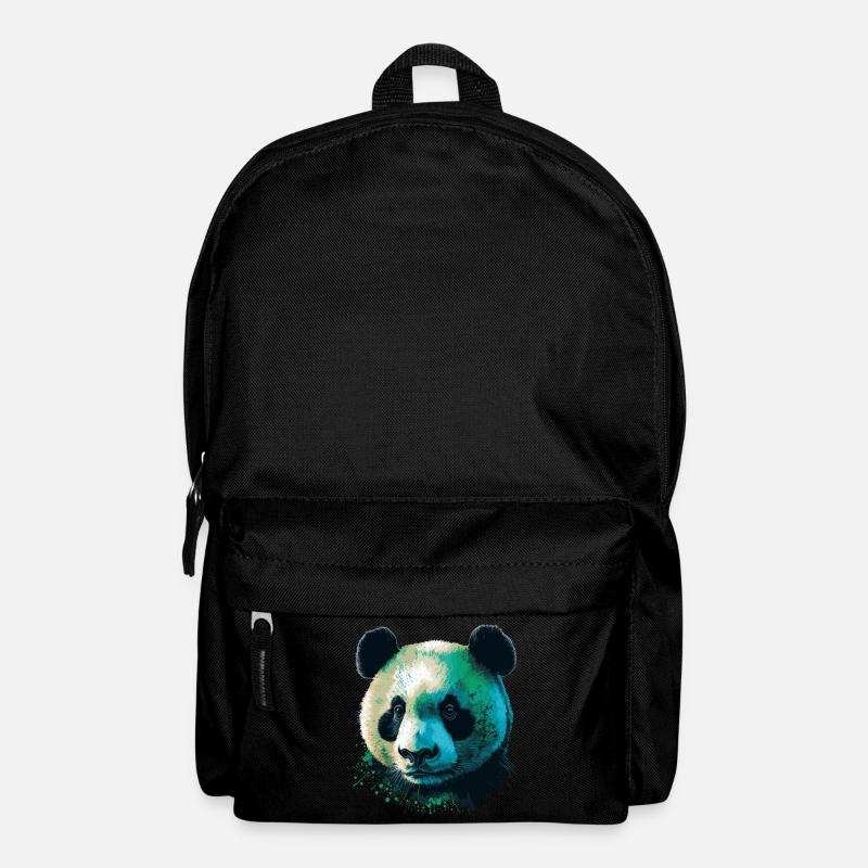 Grüner Panda - Rucksack - Schwarz
