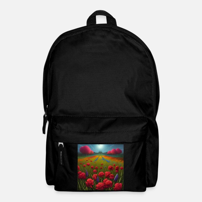 Belles fleurs le long de l’horizon du chemin Field - Sac à dos - noir