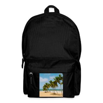 Calm beach with palm trees - Backpack - black - Front