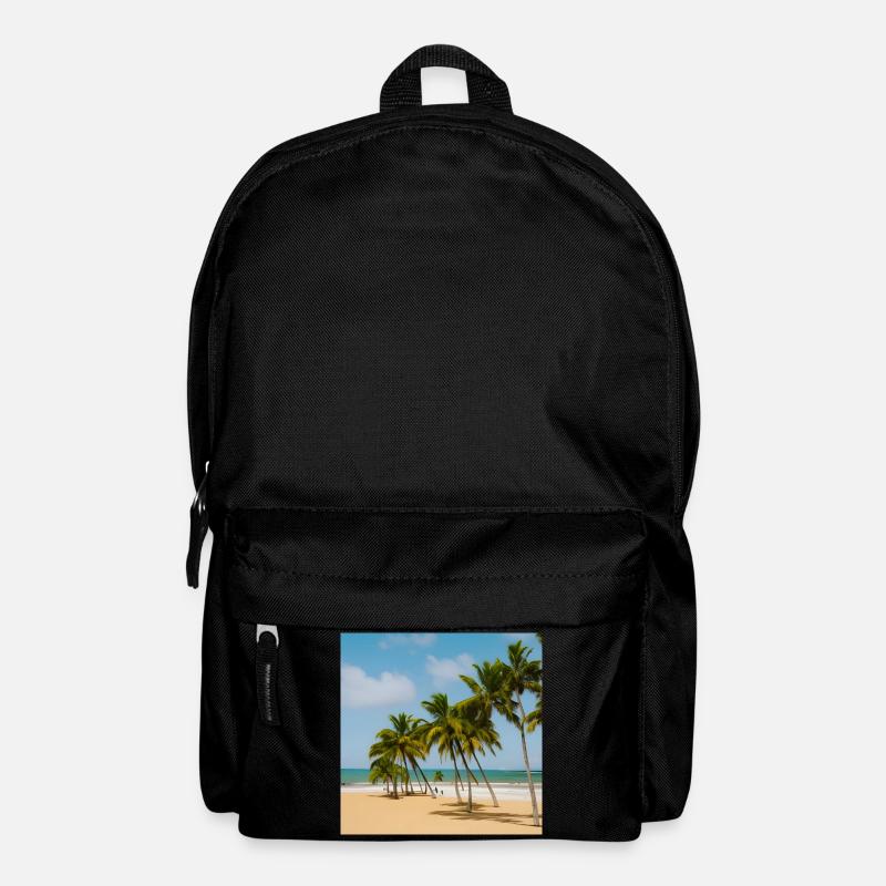 Ruhiger Strand mit Palmen - Rucksack - Schwarz