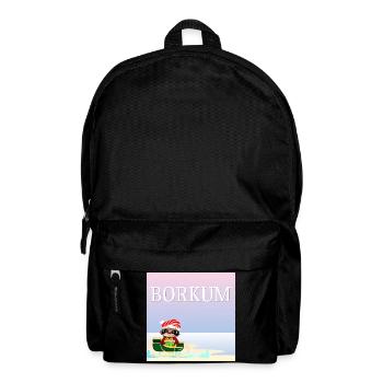 Weihnachten auf Borkum - Faultier Schlitten - Rucksack - Schwarz - Vorne