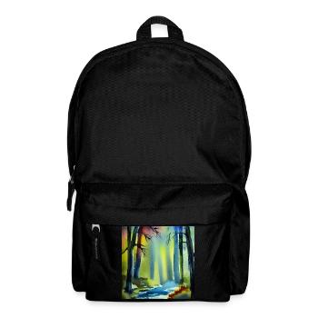 Forêt de peinture à l’aquarelle - Sac à dos - noir - Devant