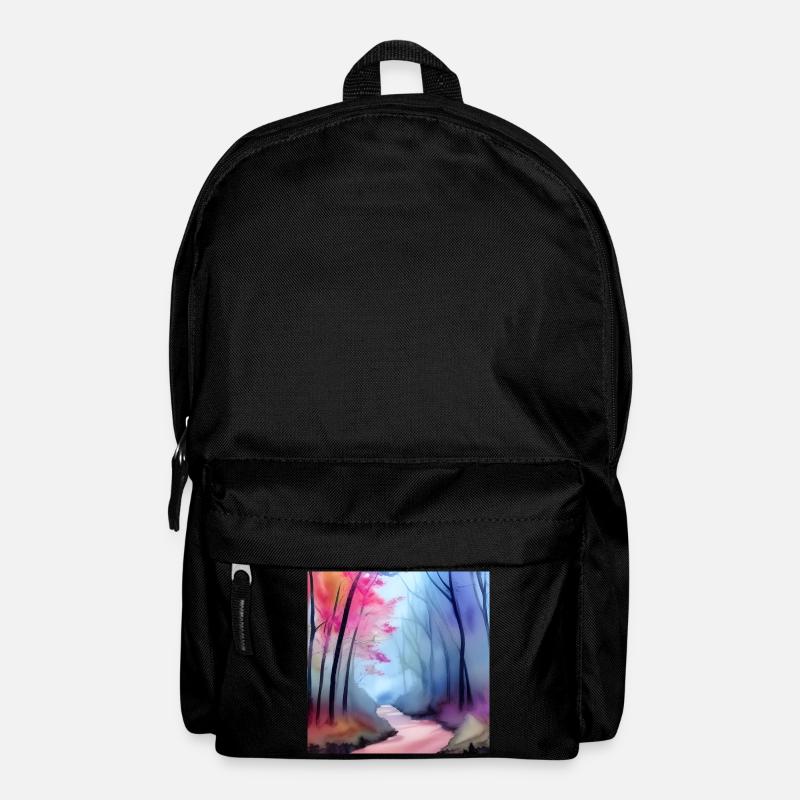 Rosa und blaue Aquarellbäume - Rucksack - Schwarz