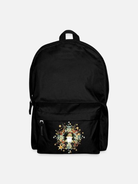 niedlicher Wichtel im Rahmen für Weihnachten - Rucksack - Schwarz