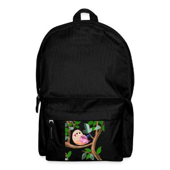bird on a branch imitation sewn fabric - Backpack - black - Front