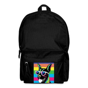 Psychedelische Welpen-Regenbogenbrille - Rucksack - Schwarz - Vorne