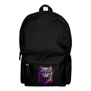 Chat néon violet - Sac à dos - noir - Devant