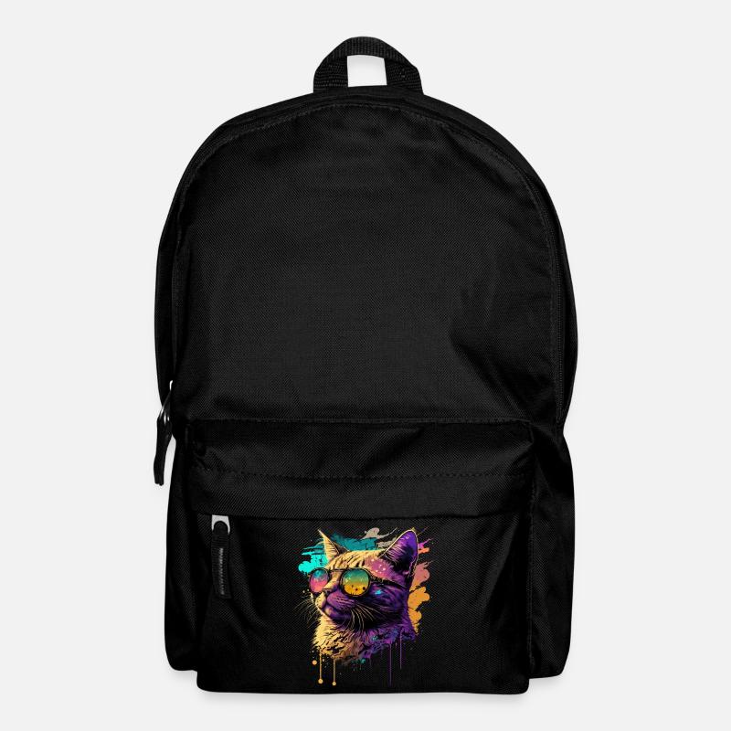 Katze mit Neon-Sonnenbrille - Rucksack - Schwarz