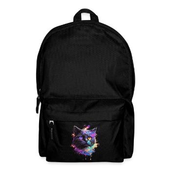 Bunte Katze Illustration - Rucksack - Schwarz - Vorne