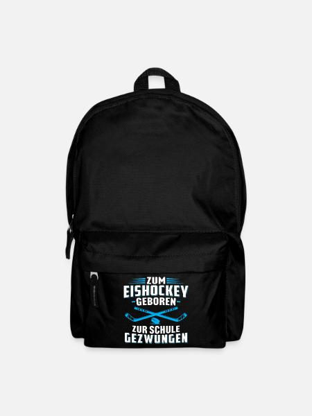 Zum eishockey geboren zur schule gezwungen - Rucksack - Schwarz