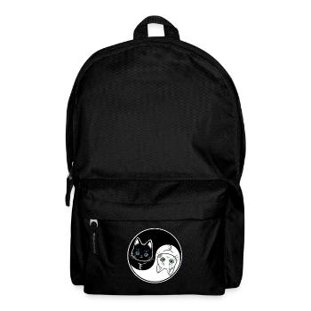 Cute black & white Yin Yang cat - Backpack - black - Front